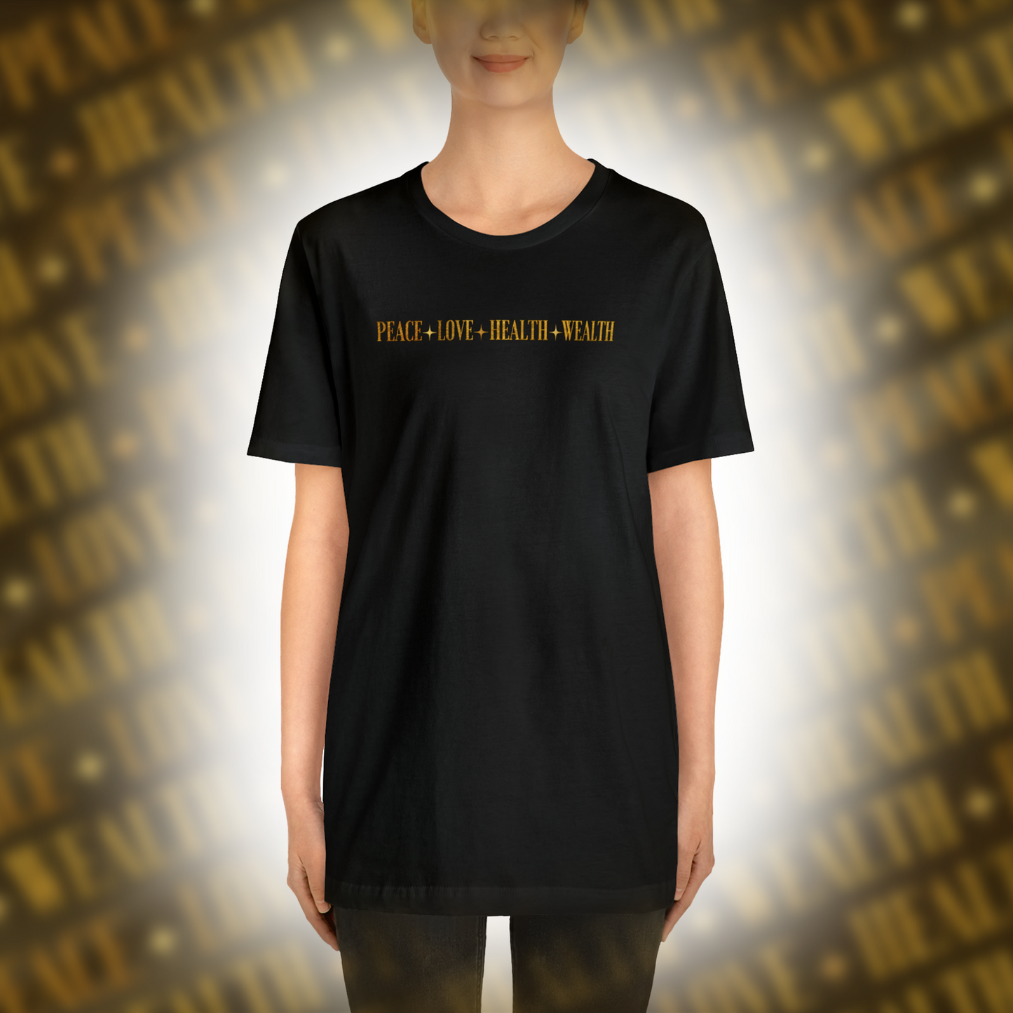PEACE+LOVE+HEALTH+WEALTH - Essence Tee - Black, White, Natural, Heather Ice Blue, Dark Grey Heather