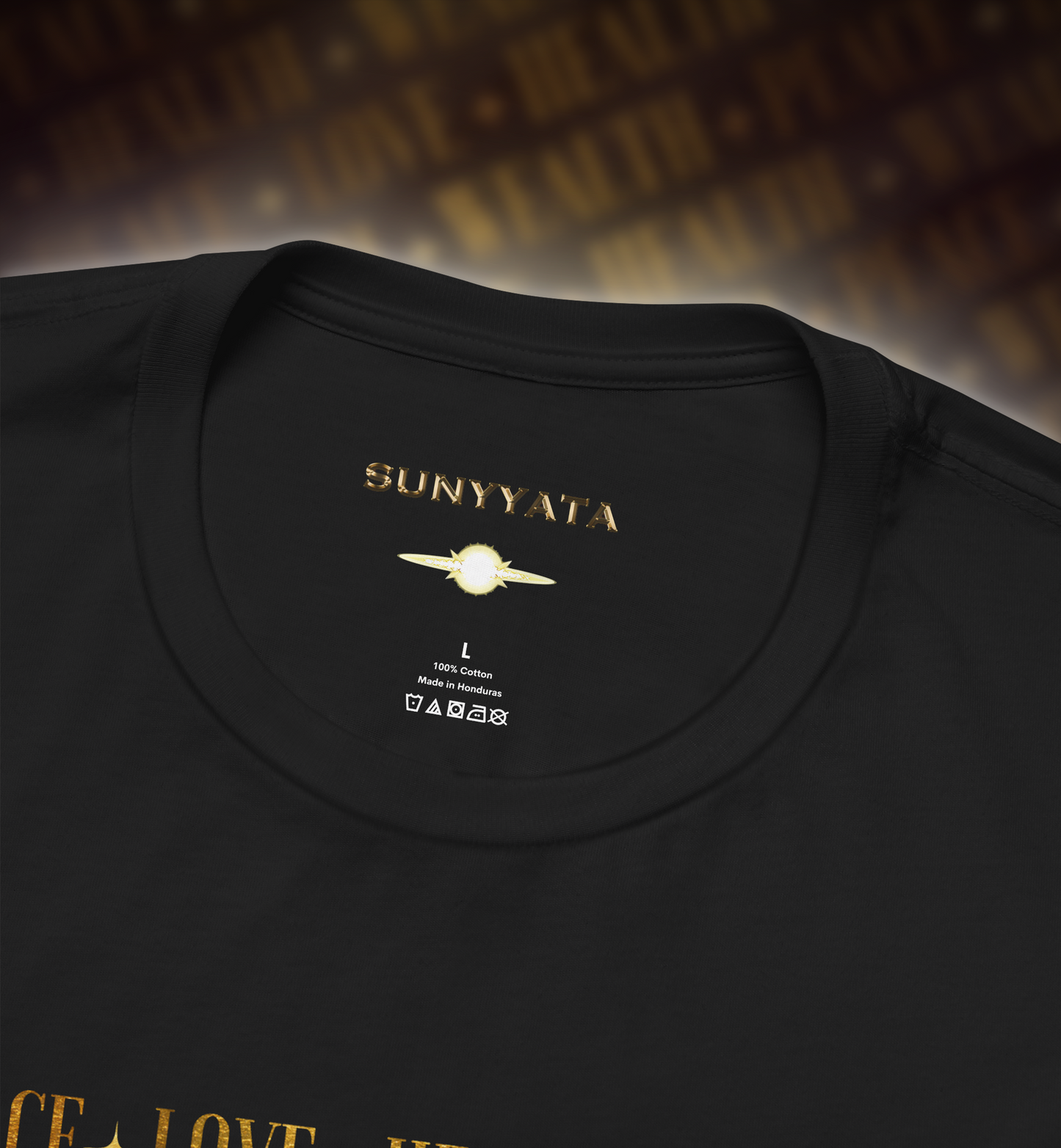 PEACE+LOVE+HEALTH+WEALTH - Essence Tee - Black, White, Natural, Heather Ice Blue, Dark Grey Heather
