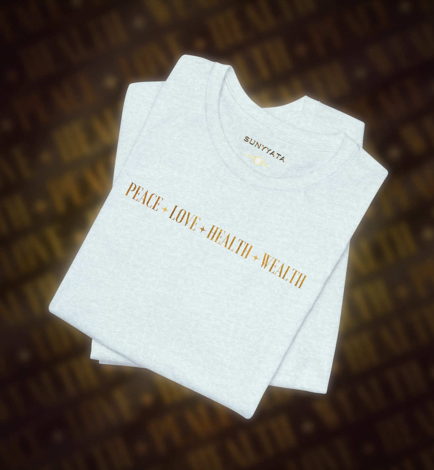 PEACE+LOVE+HEALTH+WEALTH - Essence Tee - Black, White, Natural, Heather Ice Blue, Dark Grey Heather