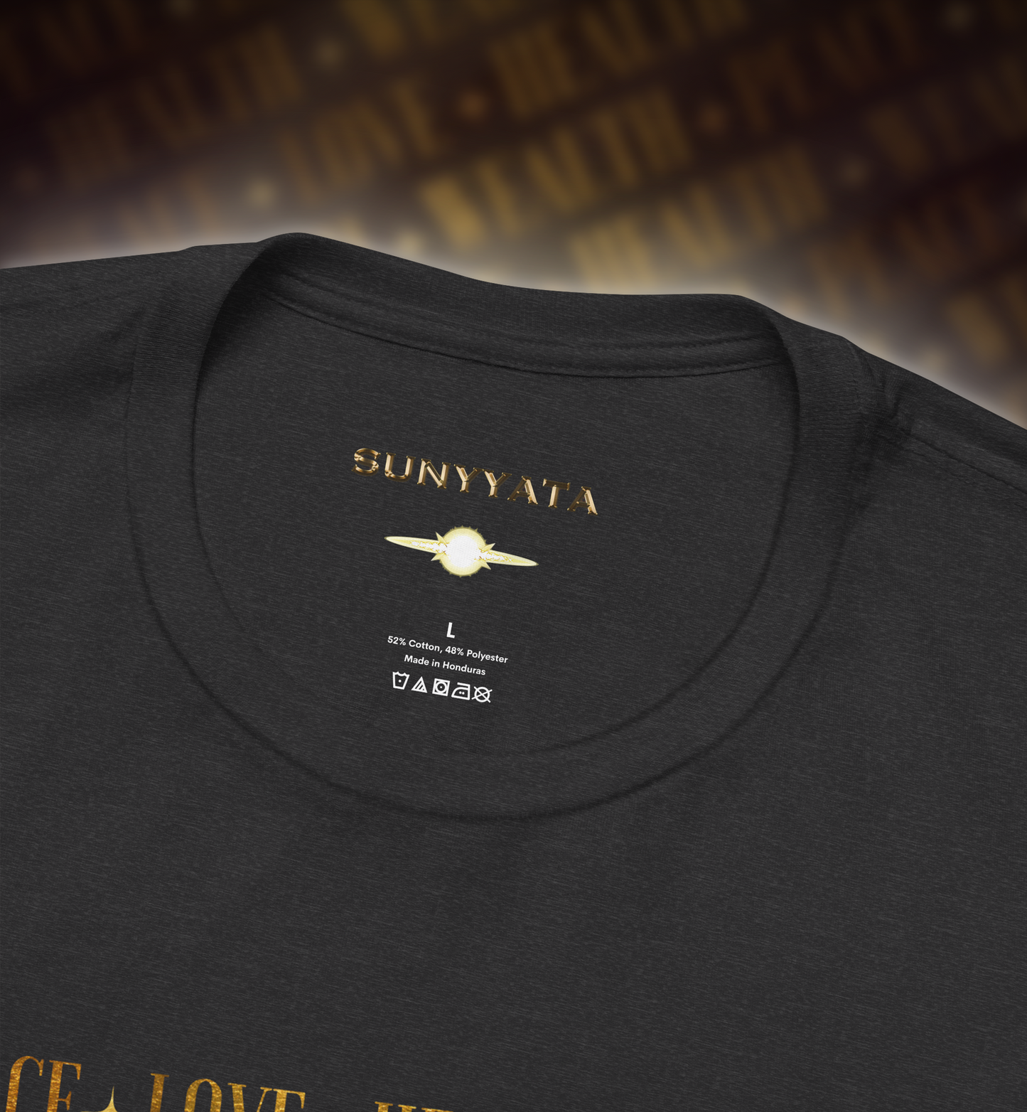 PEACE+LOVE+HEALTH+WEALTH - Essence Tee - Black, White, Natural, Heather Ice Blue, Dark Grey Heather