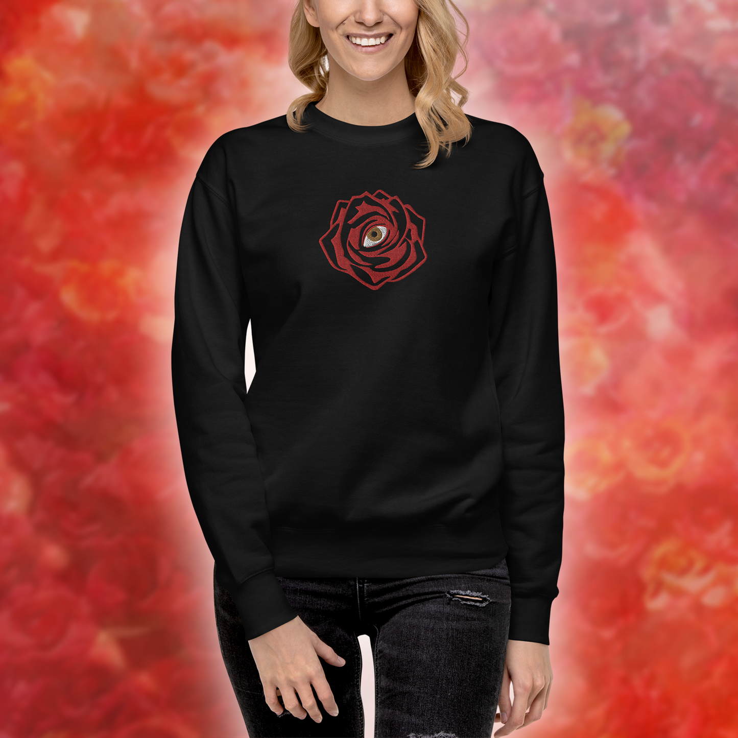 ROSE EYE - Embroidered Origin Sweatshirt - Black