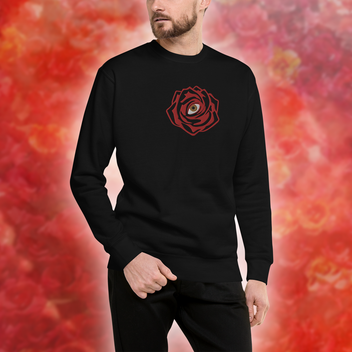 ROSE EYE - Embroidered Origin Sweatshirt - Black