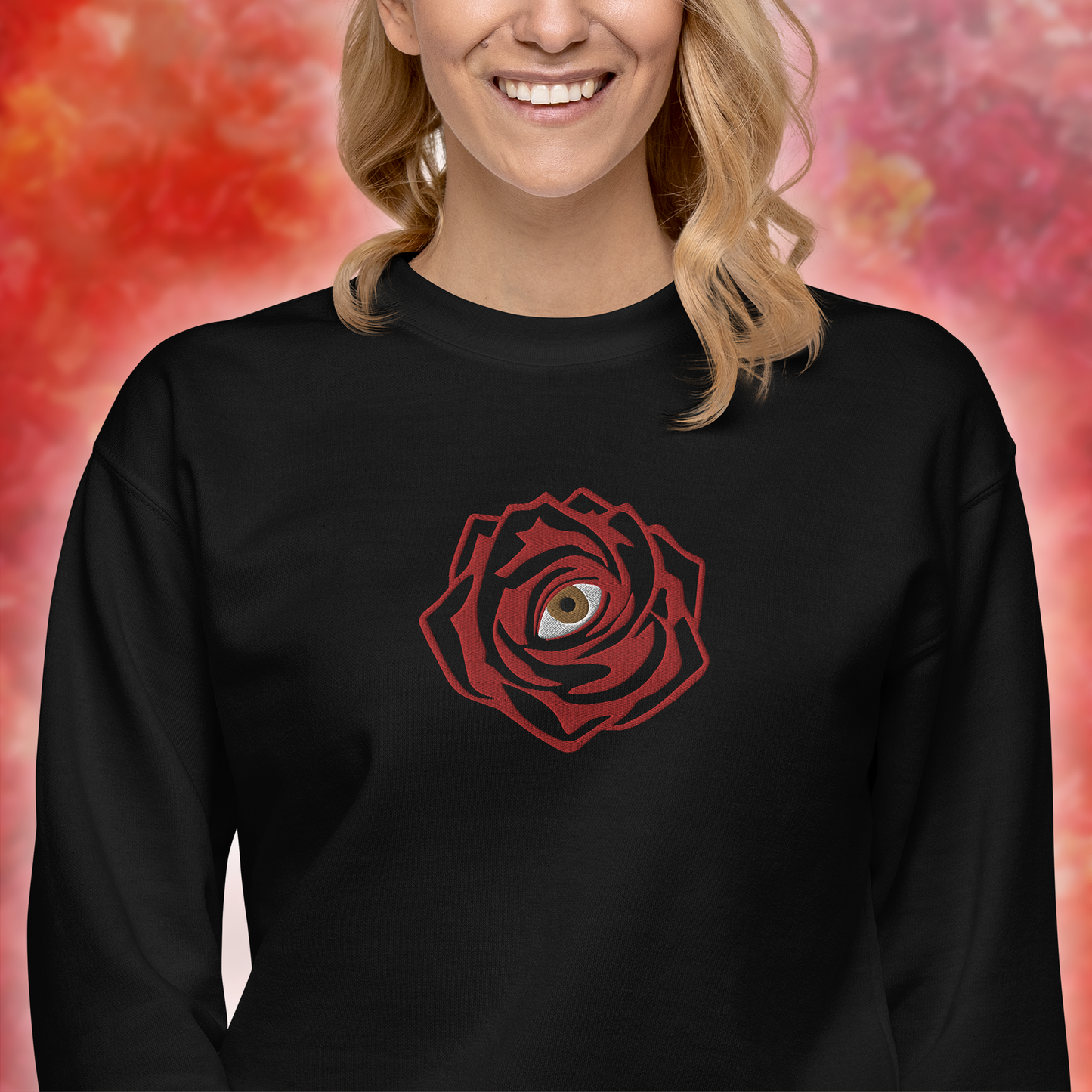 ROSE EYE - Embroidered Origin Sweatshirt - Black