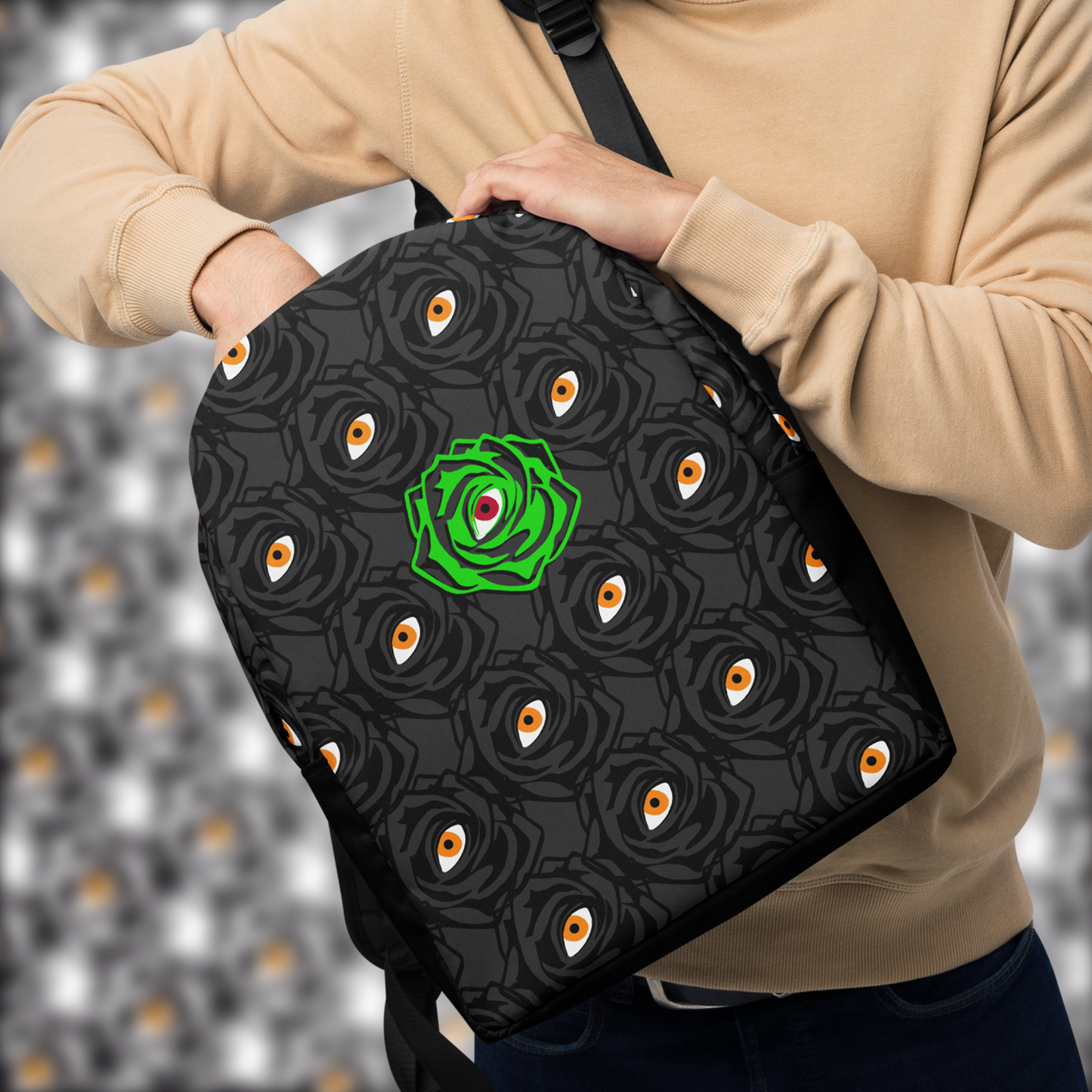 ROSE EYE: NEON - Glow Backpack - Black
