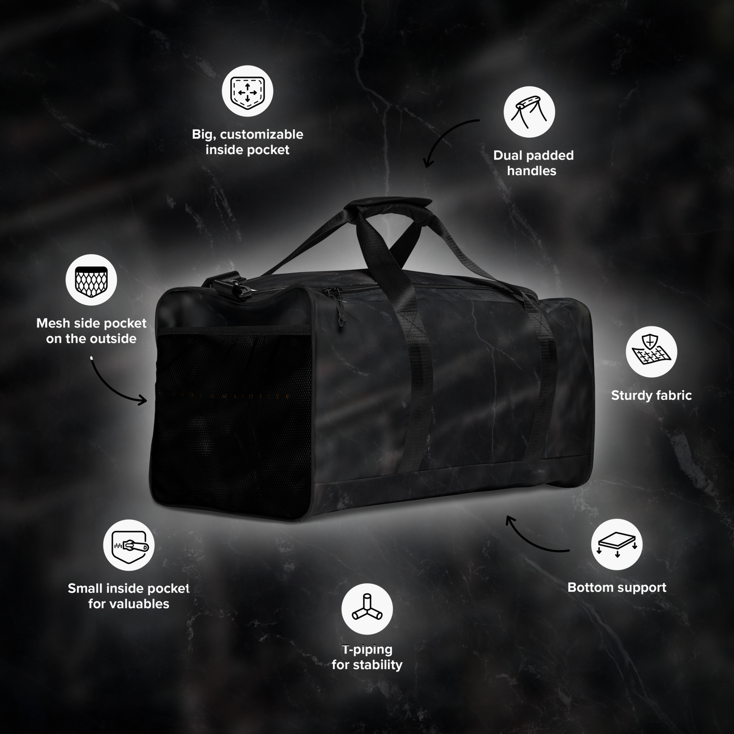 BLACK TOURMALINE DUFFLE BAG