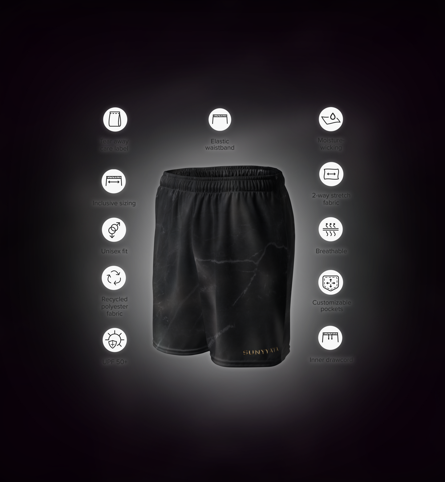 BLACK TOURMALINE ATHLETIC SHORTS