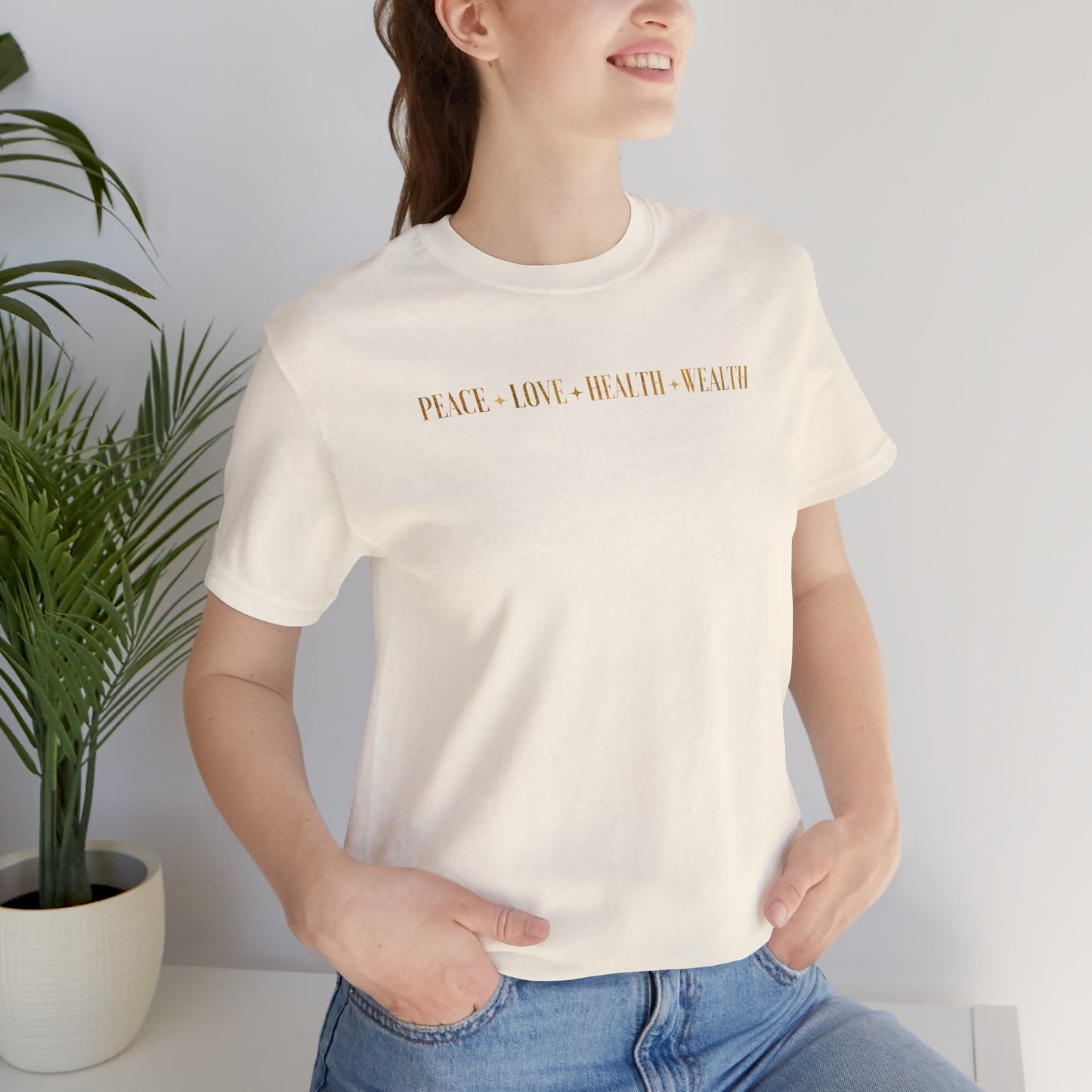 Peace-Love-Health-Wealth - Premium Tshirt - Black/White/Natural/Heather Ice Blue/ Dark Grey Heather