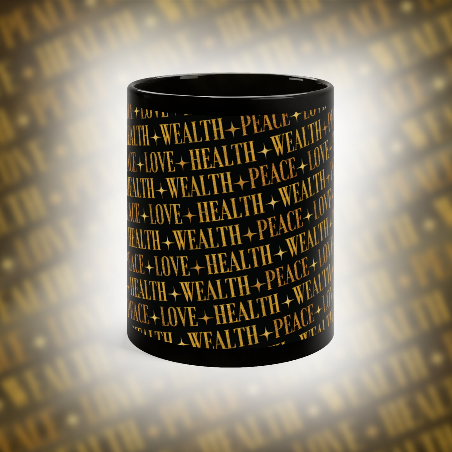 PEACE+LOVE+HEALTH+WEALTH - Essence Coffee Mugs - 11 oz