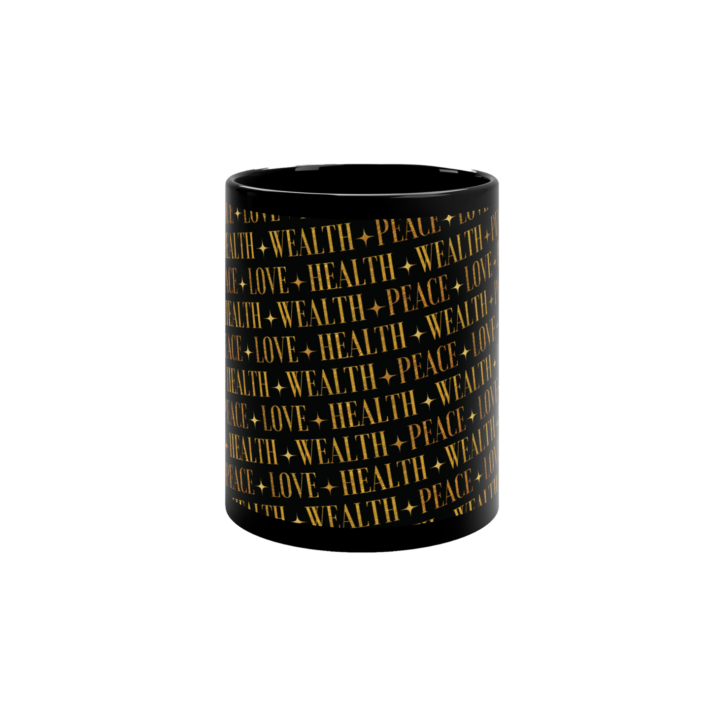 PEACE+LOVE+HEALTH+WEALTH - Essence Coffee Mugs - 11 oz