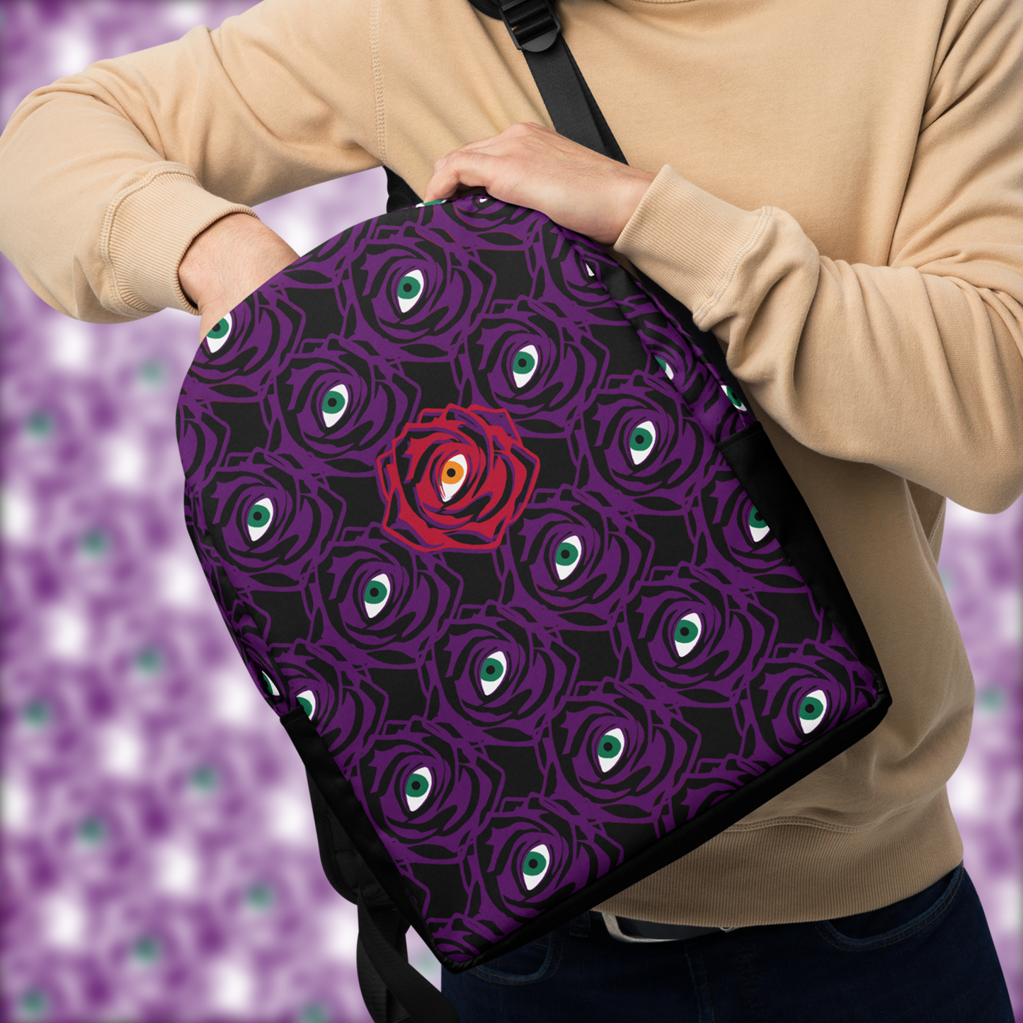 ROSE EYE: RED BLACK BACKPACK