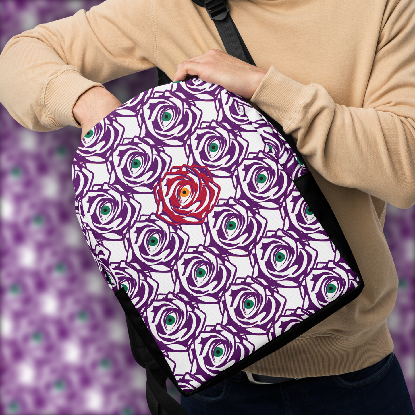 ROSE EYE: RED WHITE BACKPACK