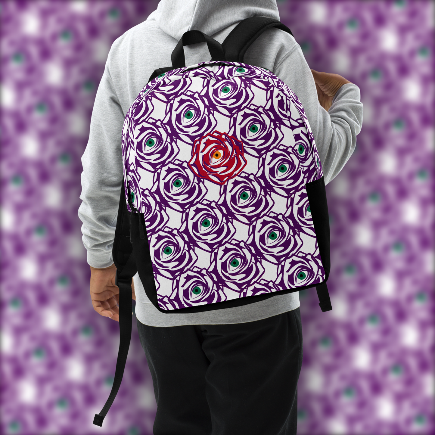 ROSE EYE: RED WHITE BACKPACK