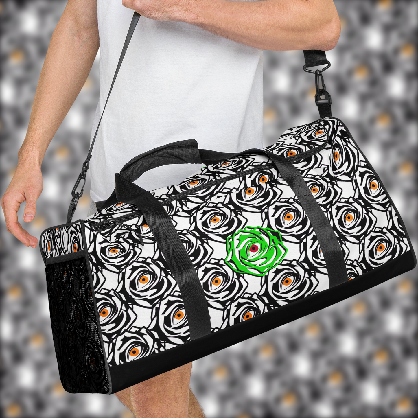 ROSE EYE: NEON WHITE DUFFLE