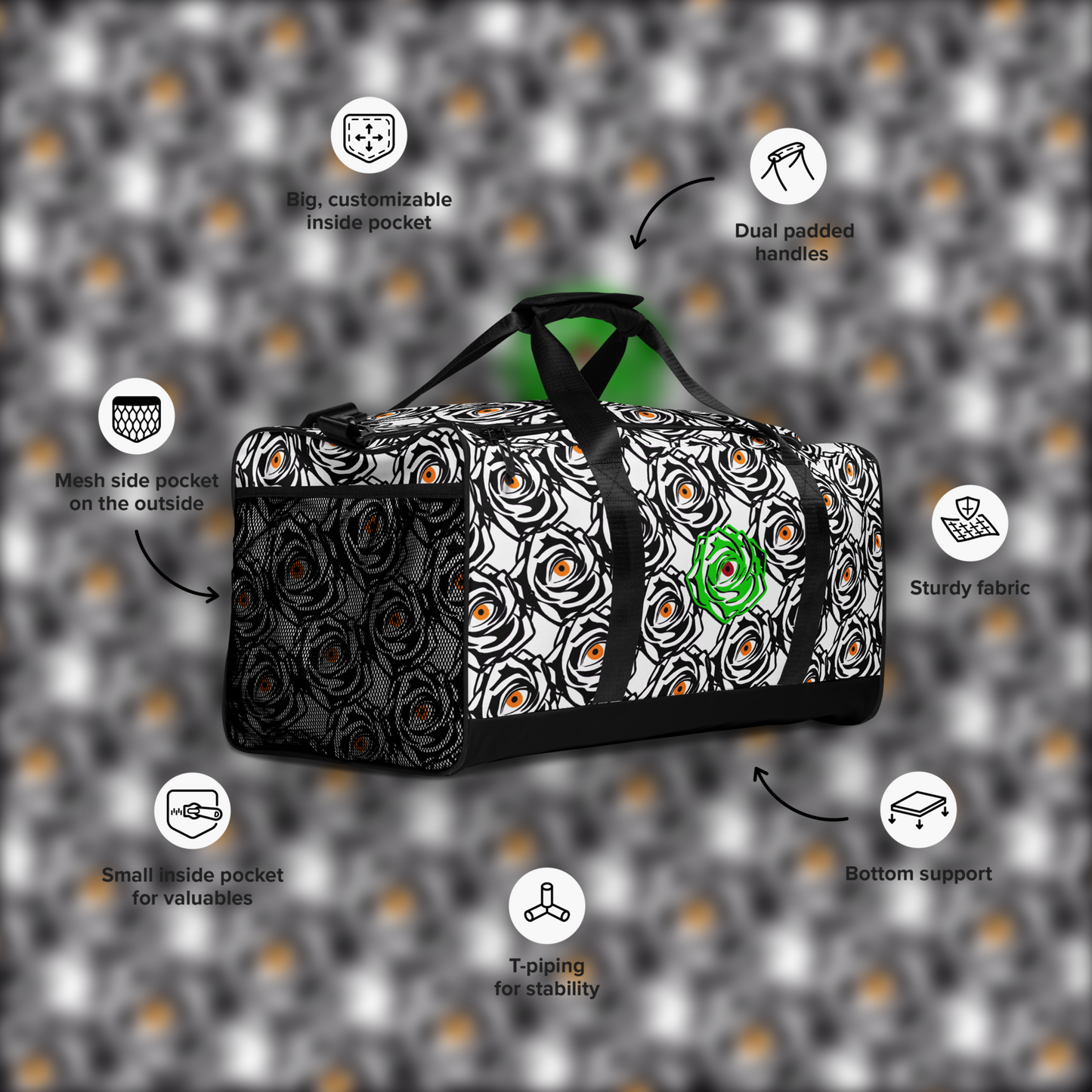 ROSE EYE: NEON WHITE DUFFLE