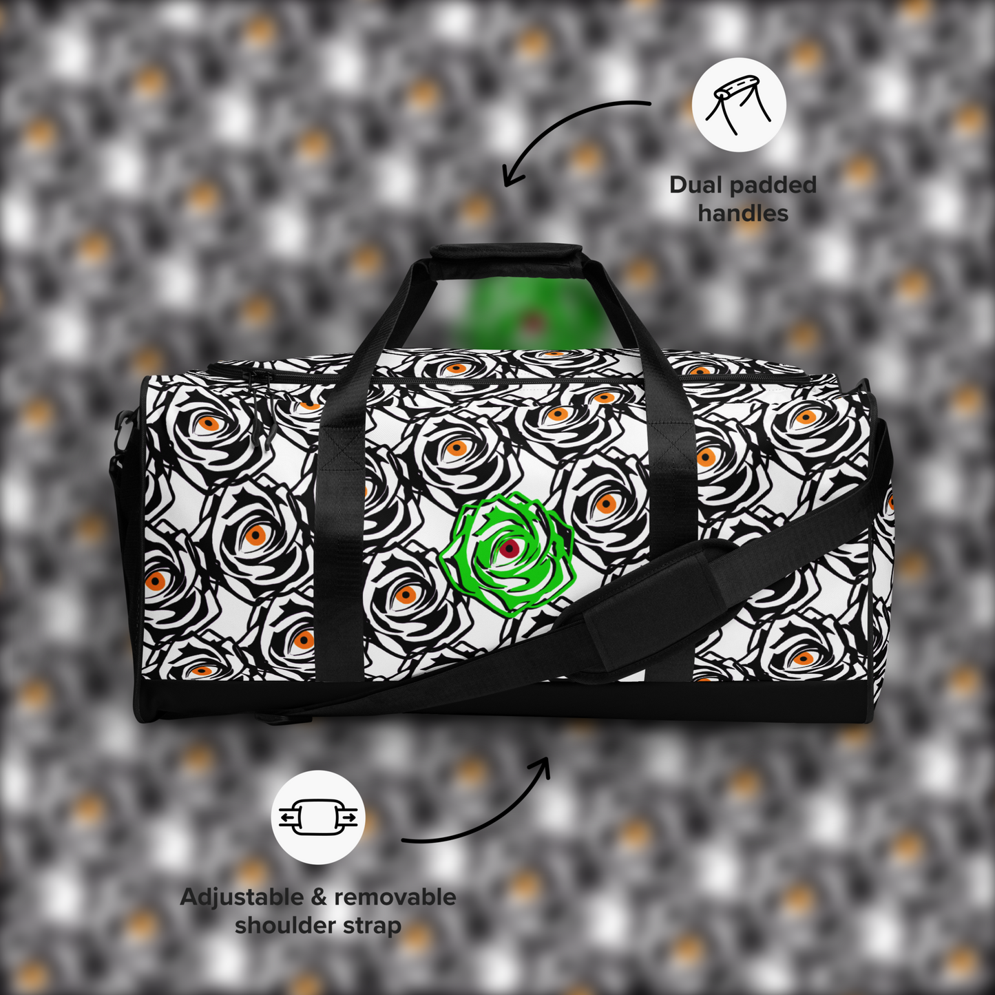 ROSE EYE: NEON WHITE DUFFLE
